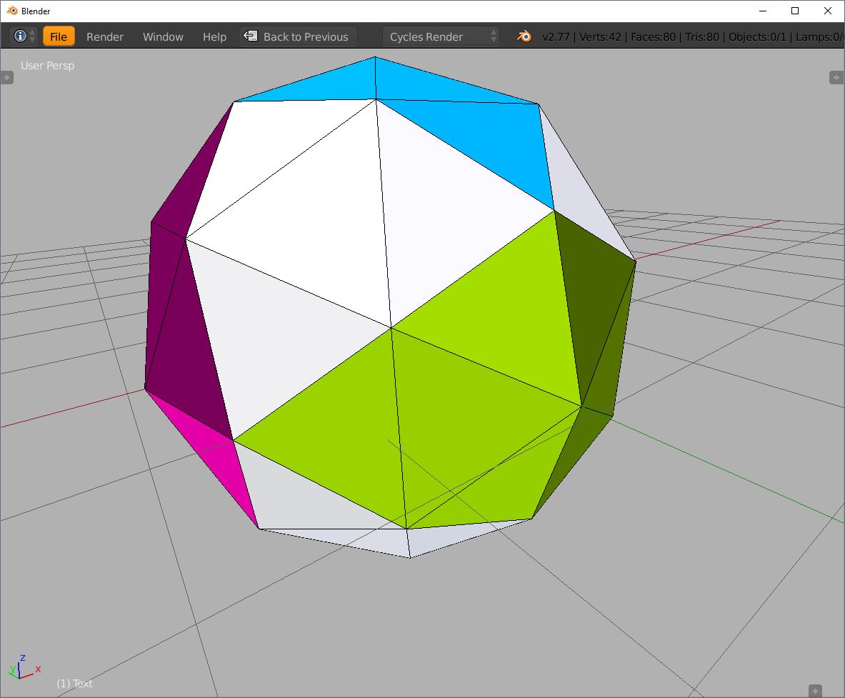 Blender icosphere icosahedron subdivision 1