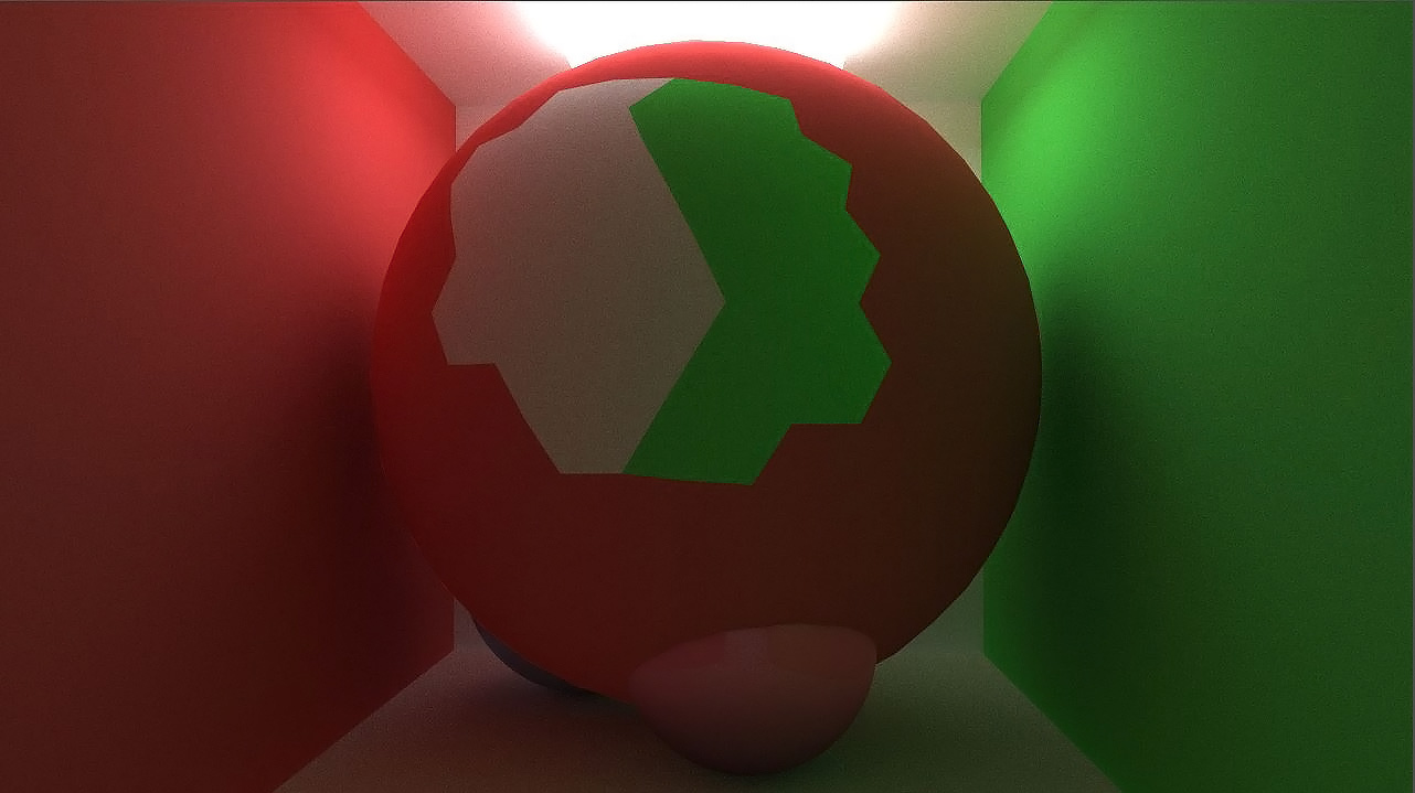 A mesh based sphere rendered with non mesh shapes