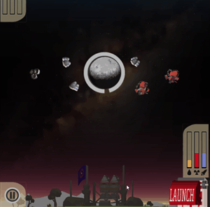 Gif that shows the orbital mechanics and destructive power of junk in Space Junkies